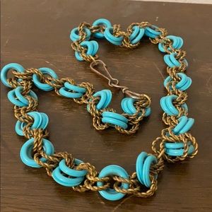 Vintage teal long chain necklace